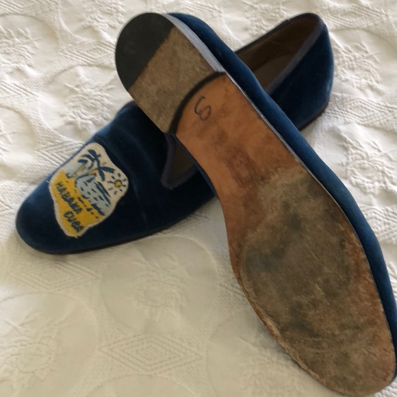 Stubbs and Wooten loafers 8 Blue Velvet - Picture 4 of 4